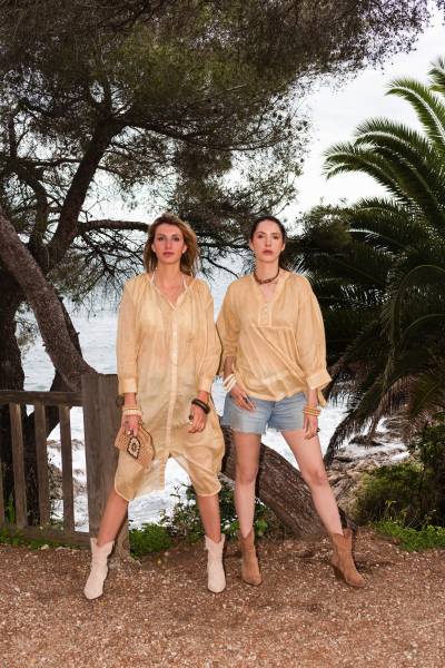 chemise longue voile de coton sable