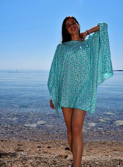 Kaftan en coton finition contours surpiqués