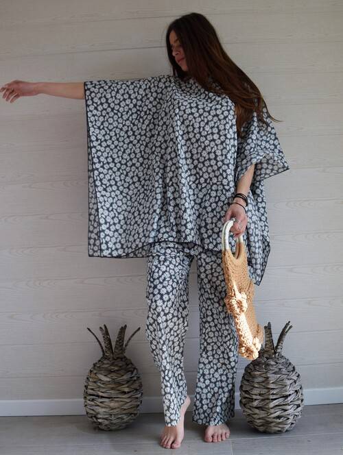 Ensemble kaftan et pantalon imprimé floral