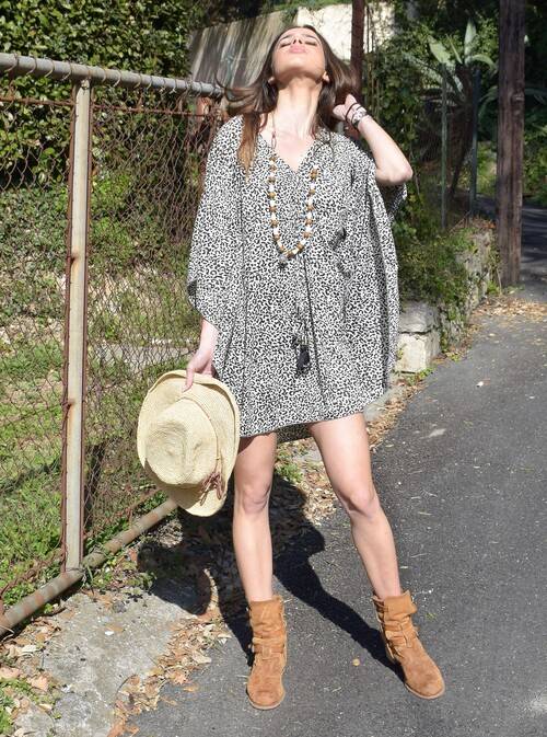 Tunique kaftan en soie viscose ultra tendance